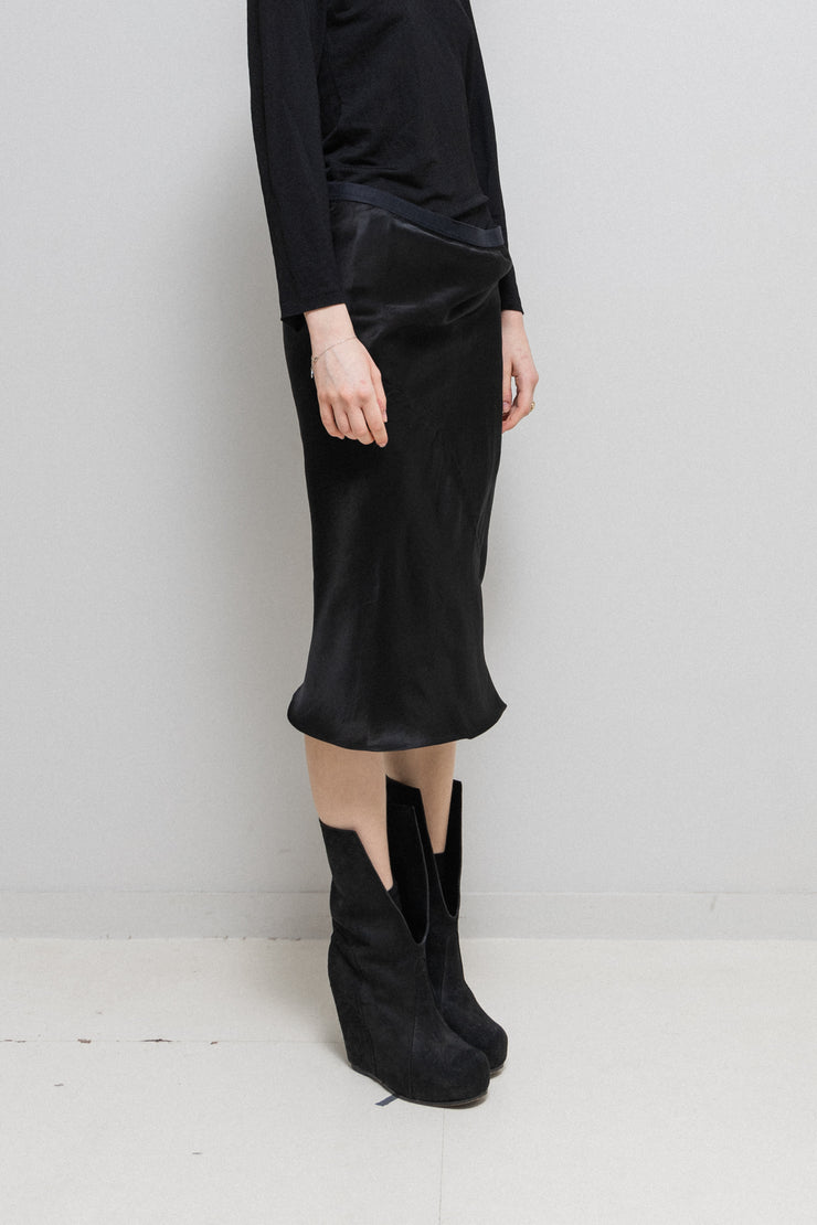 RICK OWENS - SS06 "TUNGSTEN" Silk skirt with bias seams and folded hems (runway)