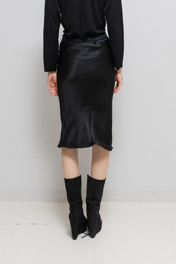 RICK OWENS - SS06 "TUNGSTEN" Silk skirt with bias seams and folded hems (runway)