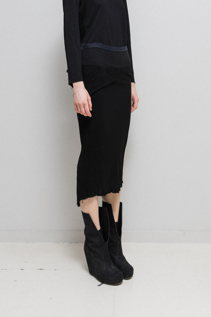 RICK OWENS - FW03 "TRUCKER" Flared rayon skirt with pockets