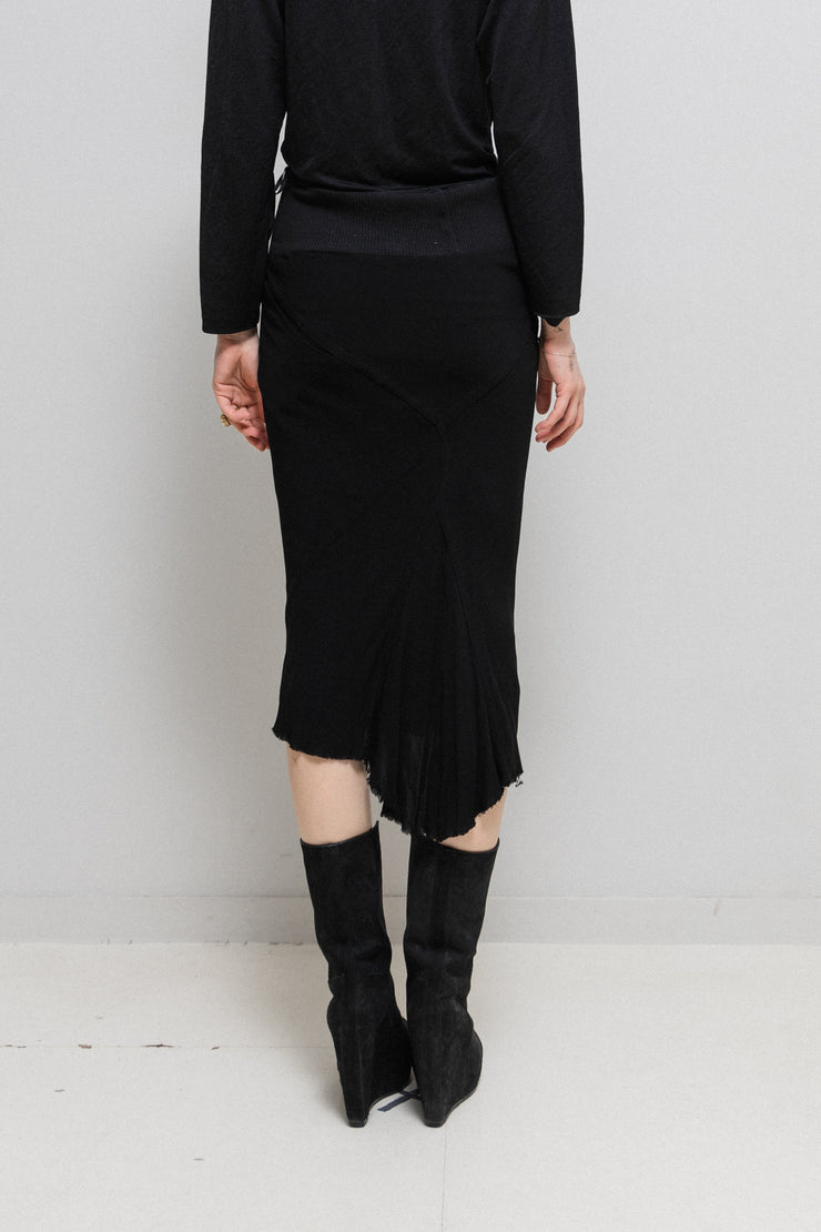 RICK OWENS - FW03 "TRUCKER" Flared rayon skirt with pockets