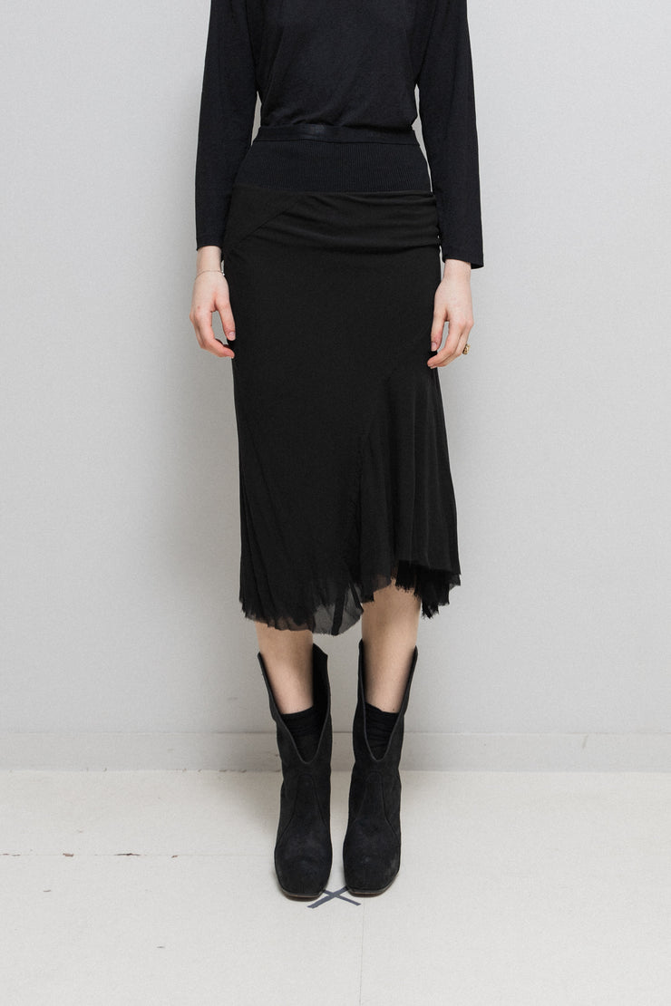 RICK OWENS - FW07 "EXPLODER" Silk skirt with raw cut edges