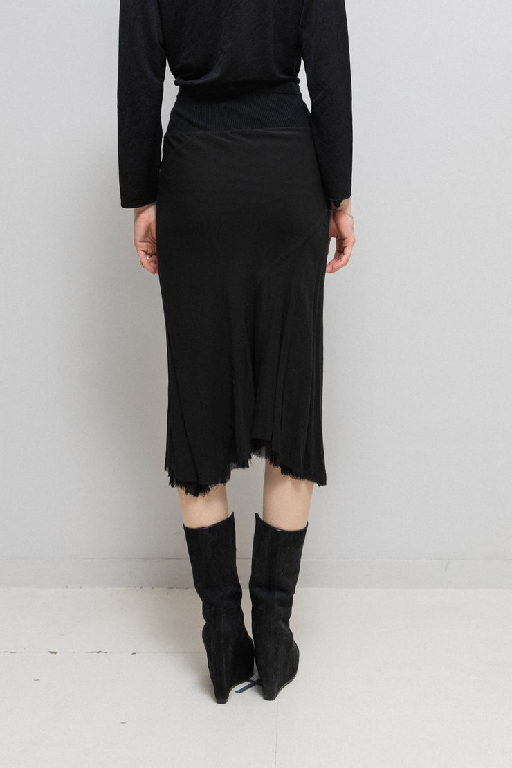 RICK OWENS - FW07 "EXPLODER" Silk skirt with raw cut edges