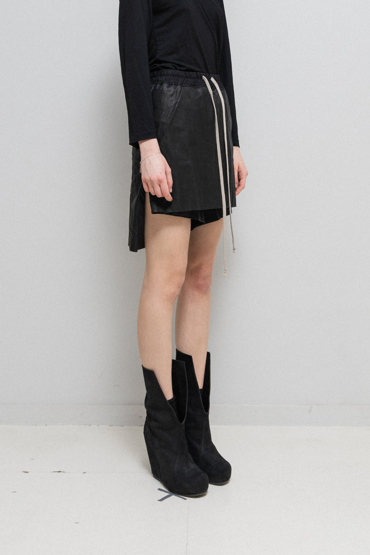 RICK OWENS - SS12 "NASKA" Calf leather draped shorts