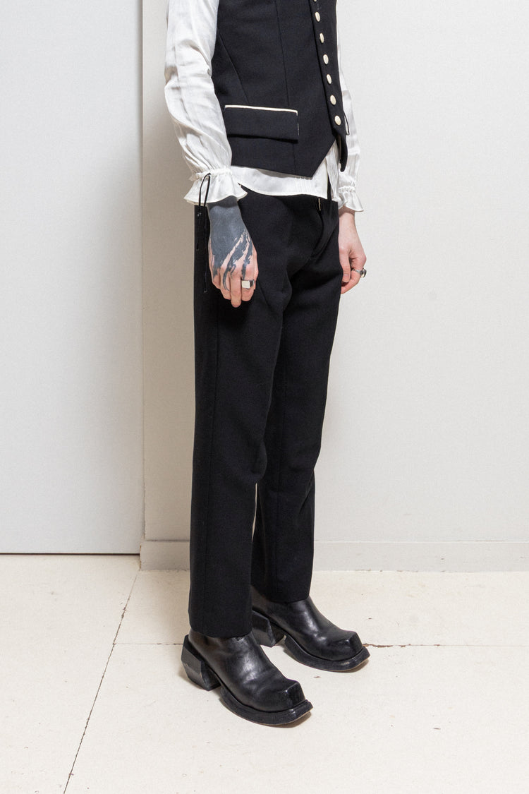ANN DEMEULEMEESTER - Wool blend wrap skirt with satin waist panels 