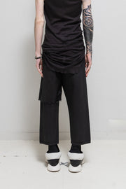 RICK OWENS DRKSHDW - SS19 Waxed Cropped Collapse denim with nylon panels