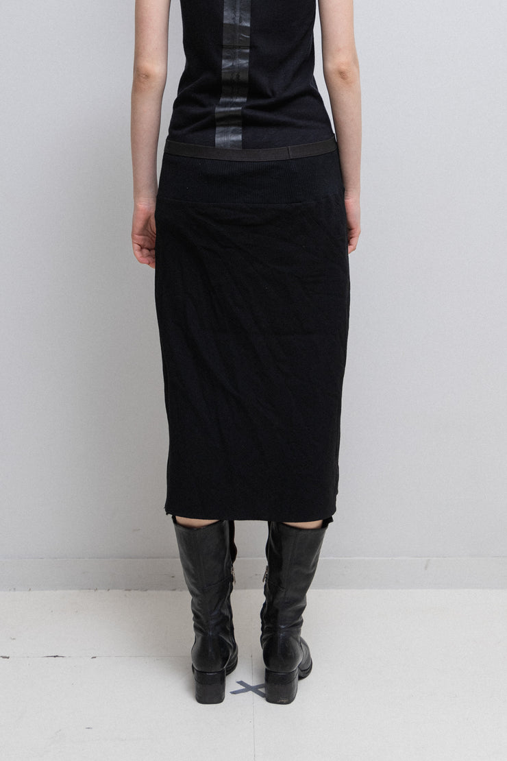 RICK OWENS - FW14 "MOODY" Wool skirt with bias seams and ribbed waist