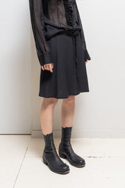 ANN DEMEULEMEESTER - FW95 Fleece wool striped skirt with belt detail