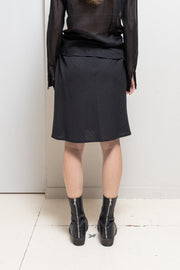 ANN DEMEULEMEESTER - FW95 Fleece wool striped skirt with belt detail