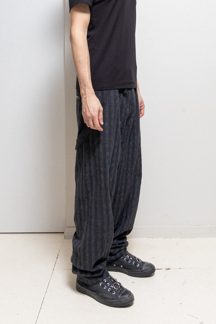YOHJI YAMAMOTO POUR HOMME - Early 80’s patterned wide cotton pants with suspenders