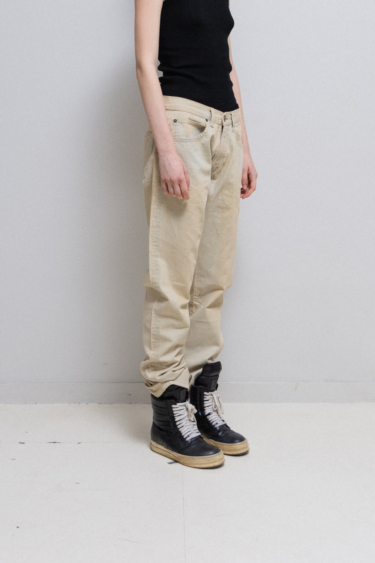 RICK OWENS SLAB - SS04 Bleached spiral cut denim pants (sample