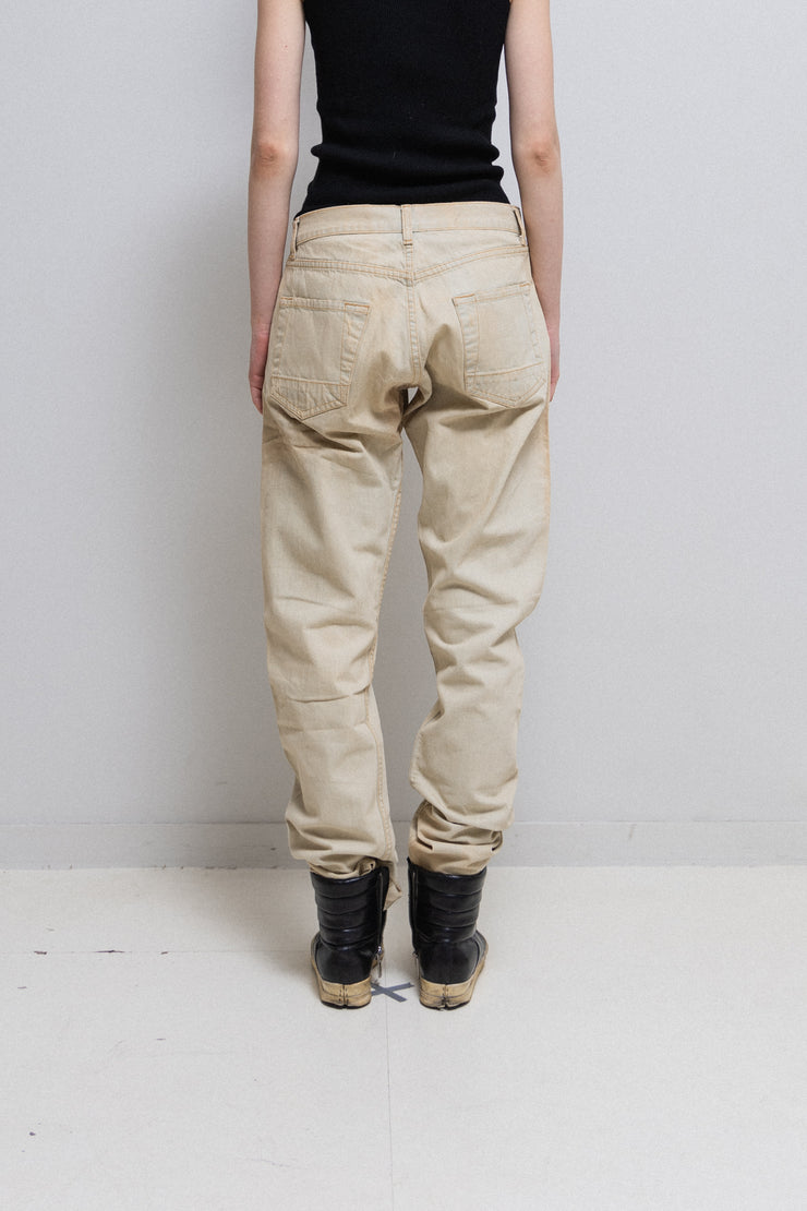 RICK OWENS SLAB - SS04 Bleached spiral cut denim pants (sample)