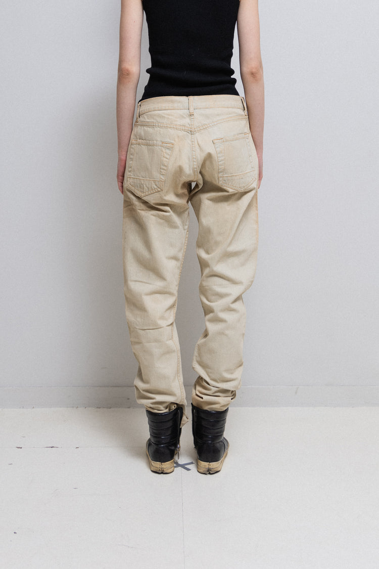 RICK OWENS SLAB - SS04 Bleached spiral cut denim pants (sample