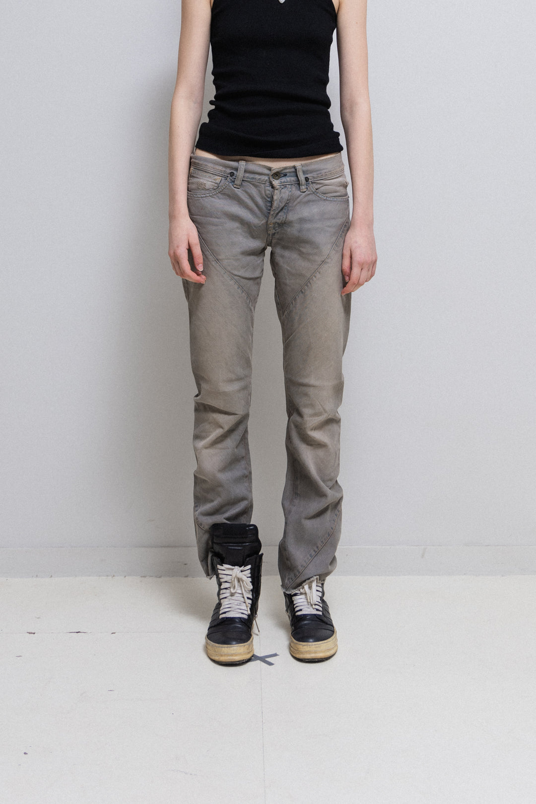 RICK OWENS SLAB - Spiral cut washed denim pants (PROTO) – L'OBSCUR