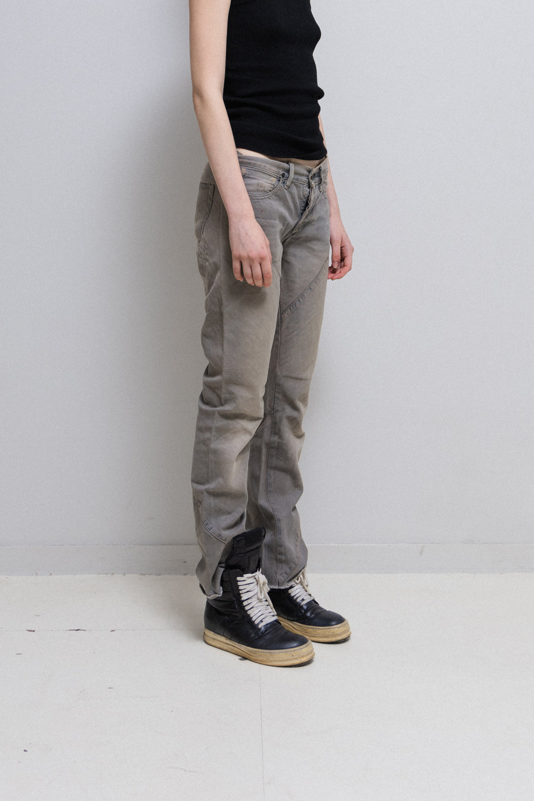 RICK OWENS SLAB - Spiral cut washed denim pants (PROTO) – L'OBSCUR