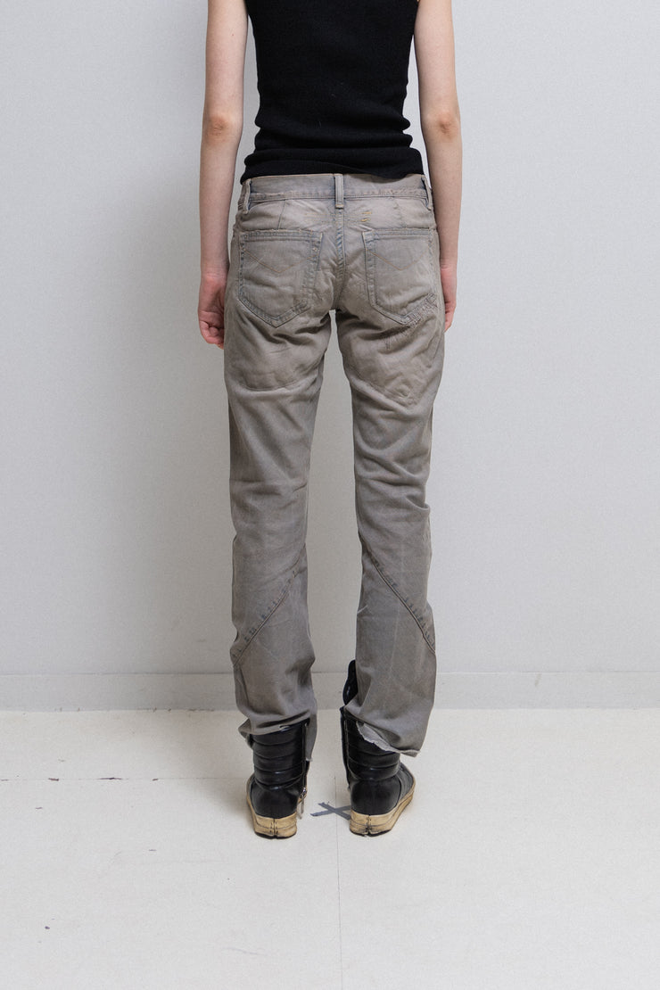 RICK OWENS SLAB - Spiral cut washed denim pants (PROTO)