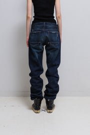 RICK OWENS SLAB - Hog wash dark blue wide denim pants (PROTO)