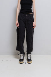 RICK OWENS SLAB - SS05 Black cropped denim pants with curved waist darts (STAFF Sample)