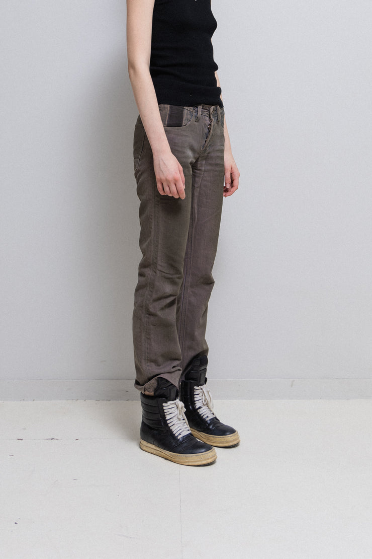 RICK OWENS SLAB - "Don Juan" Pink tone washed denim pants (PROTO)