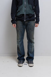 RICK OWENS SLAB - Hand washed wide ripped denim pants (PROTO)