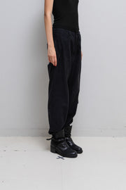 YOHJI YAMAMOTO POUR HOMME - Wide cotton pants with leg pockets and waist drawstrings