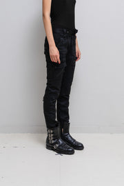 BLACKMEANS - Thick cotton pants with flap pockets, zippers and strap details