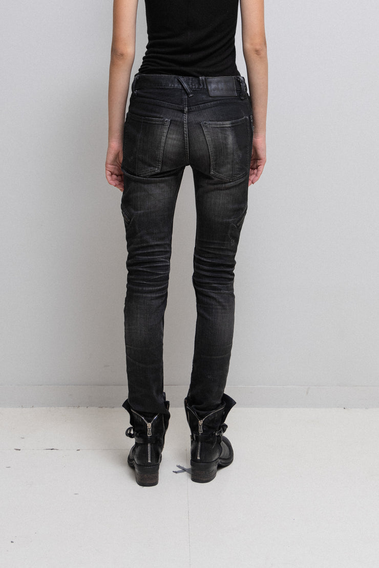 L.G.B - Wolf ripped biker denim with zipper details