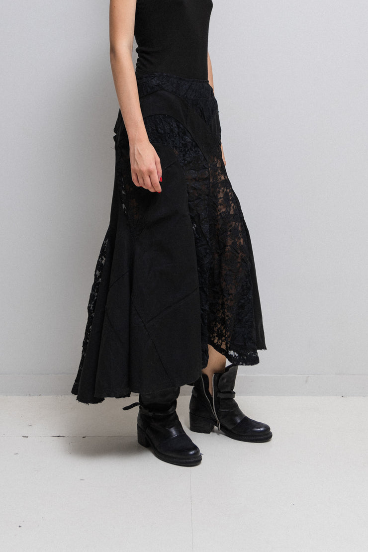 JUNYA WATANABE - FW06 Siren cut cotton skirt with lace panels