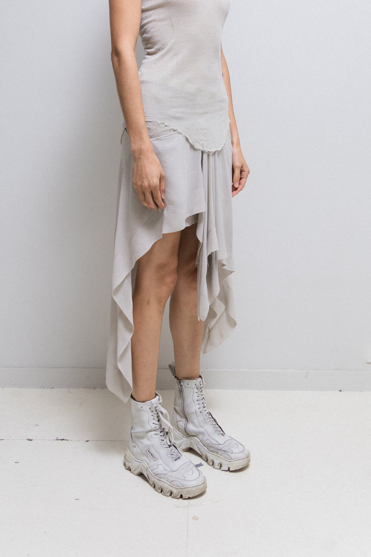 RICK OWENS - SS07 « WISHBONE » Asymmetric silk skirt with pockets