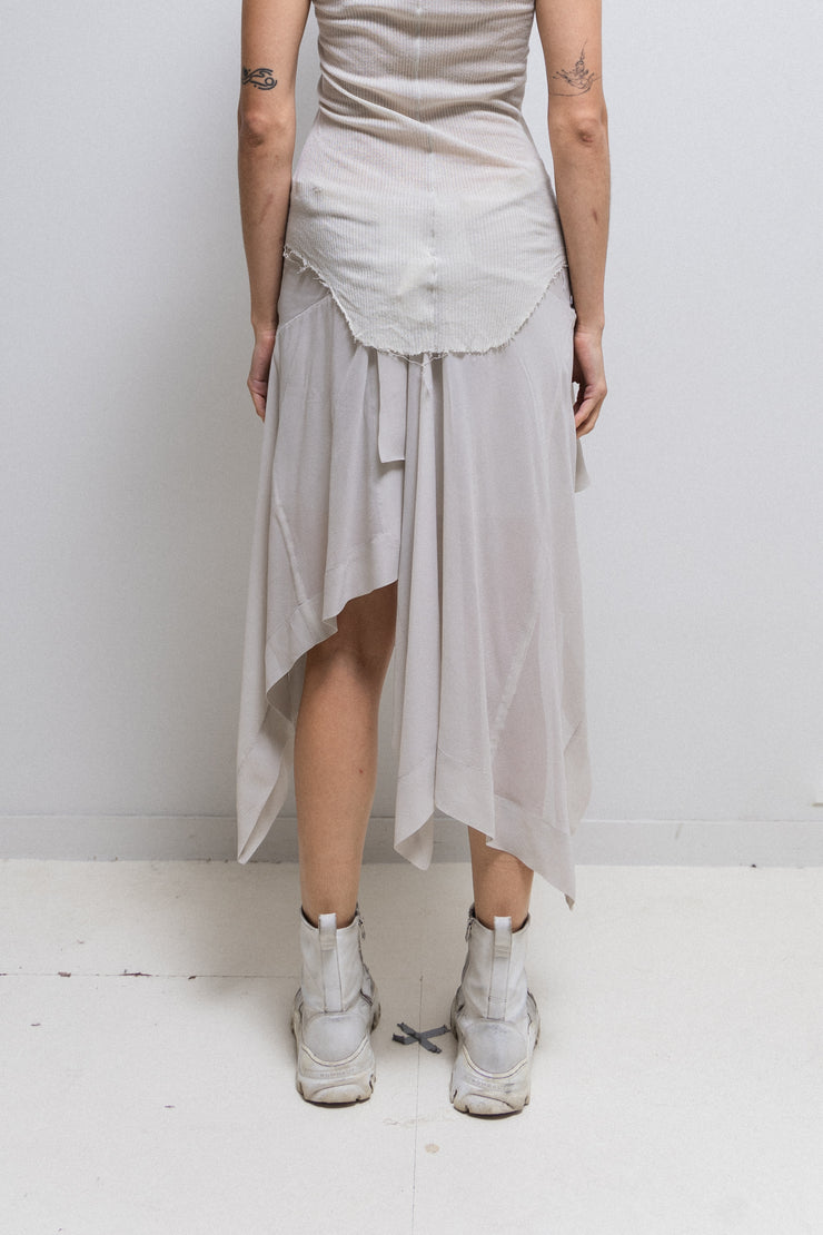 RICK OWENS - SS07 « WISHBONE » Asymmetric silk skirt with pockets