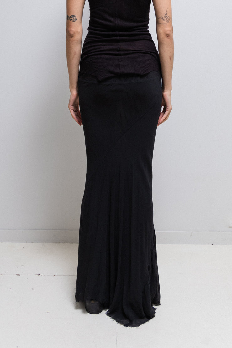 RICK OWENS - SS09 « STRUTTER » Extra long skirt with bias seams and ribbed waist