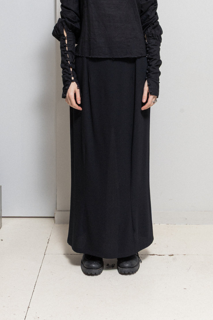 ANN DEMEULEMEESTER - 90's fleece wool skirt with back zipper slit