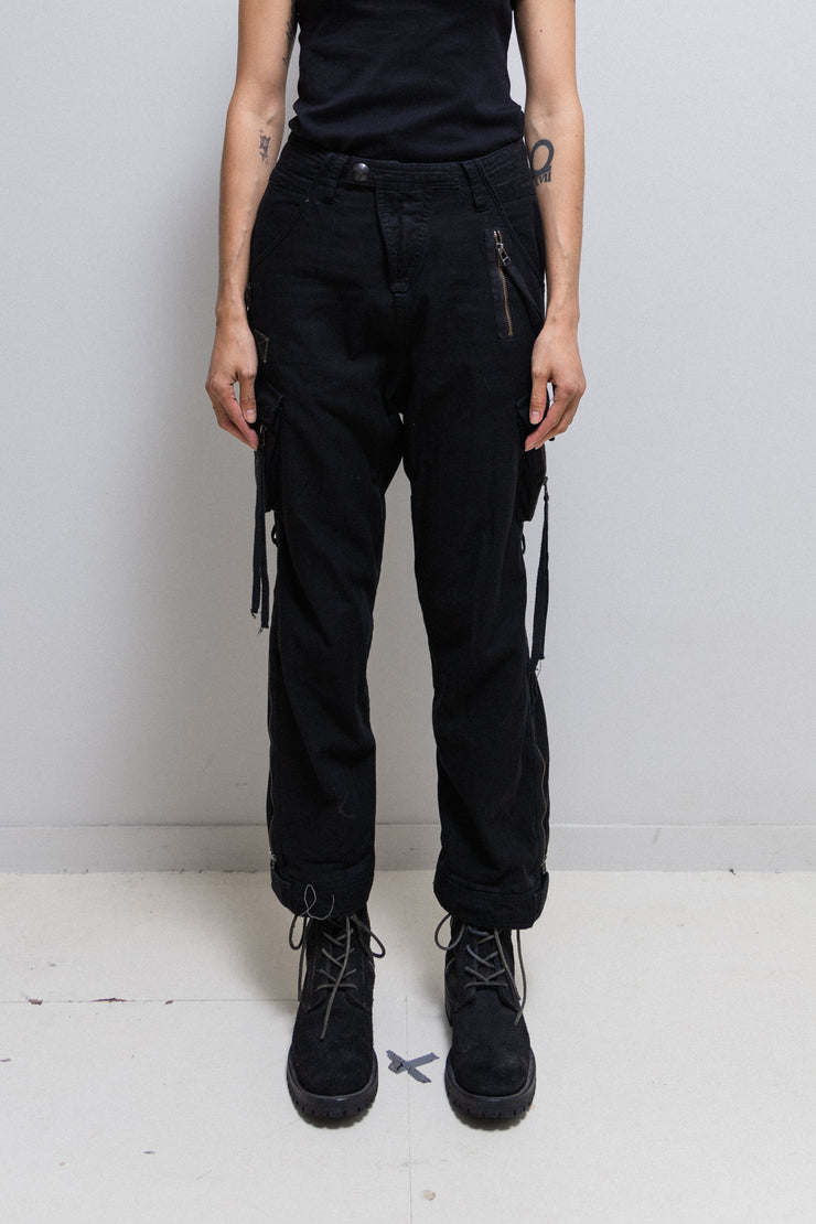 14TH ADDICTION - Cotton cargo pants with leg straps and zippers