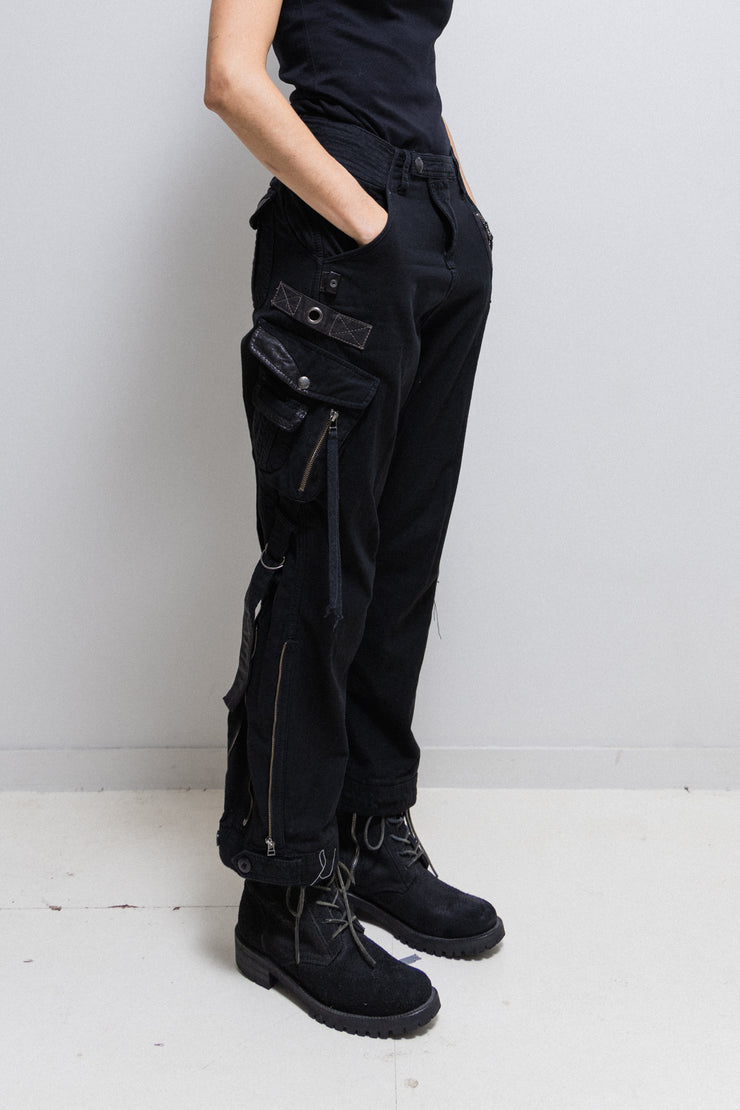 14TH ADDICTION - Cotton cargo pants with leg straps and zippers