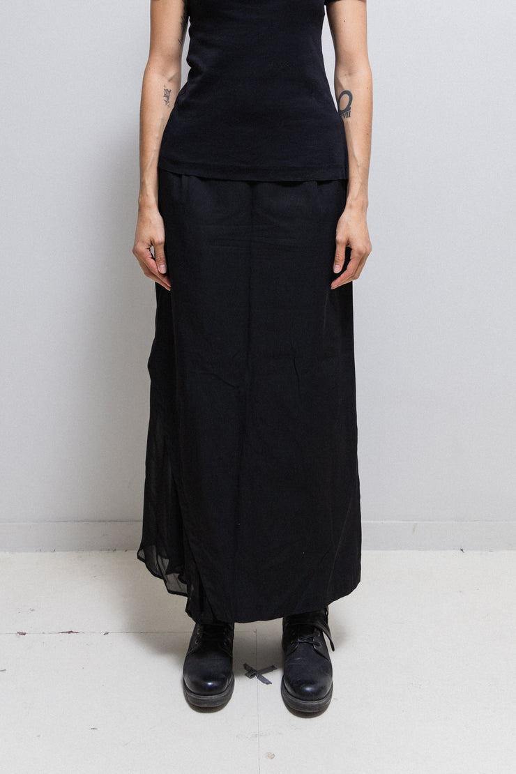 YOHJI YAMAMOTO Y’S - Long cotton skirt with sheer cutout (2010’s)