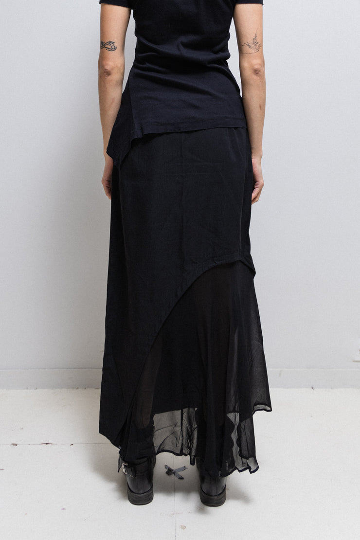 YOHJI YAMAMOTO Y’S - Long cotton skirt with sheer cutout (2010’s)