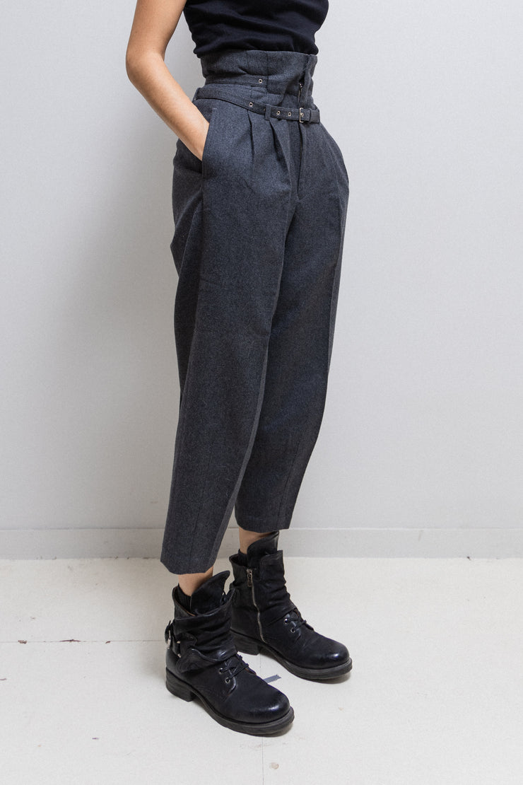 COMME DES GARCONS - FW89 High waisted wool pants with double belt