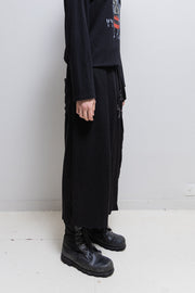 YOHJI YAMAMOTO POUR HOMME - SS15 Linen blend wide pants with buttoned side panel and embroidery details (runway)