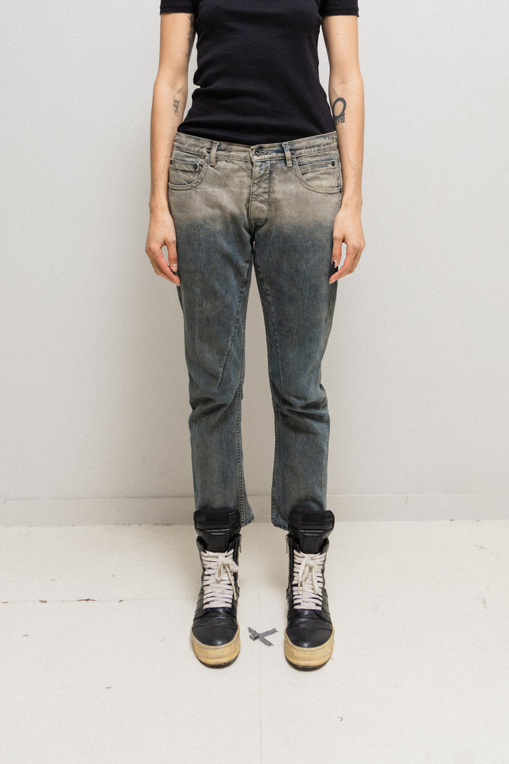 RICK OWENS DRKSHDW - SS16 Hustler degrade Detroit cut denim