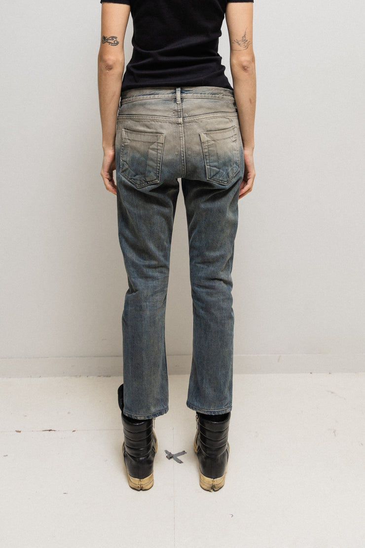 RICK OWENS DRKSHDW - SS16 Hustler degrade Detroit cut denim