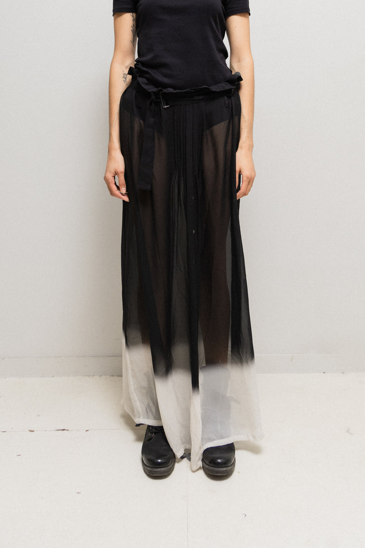 ANN DEMEULEMEESTER - SS07 Silk gradient button up maxi skirt