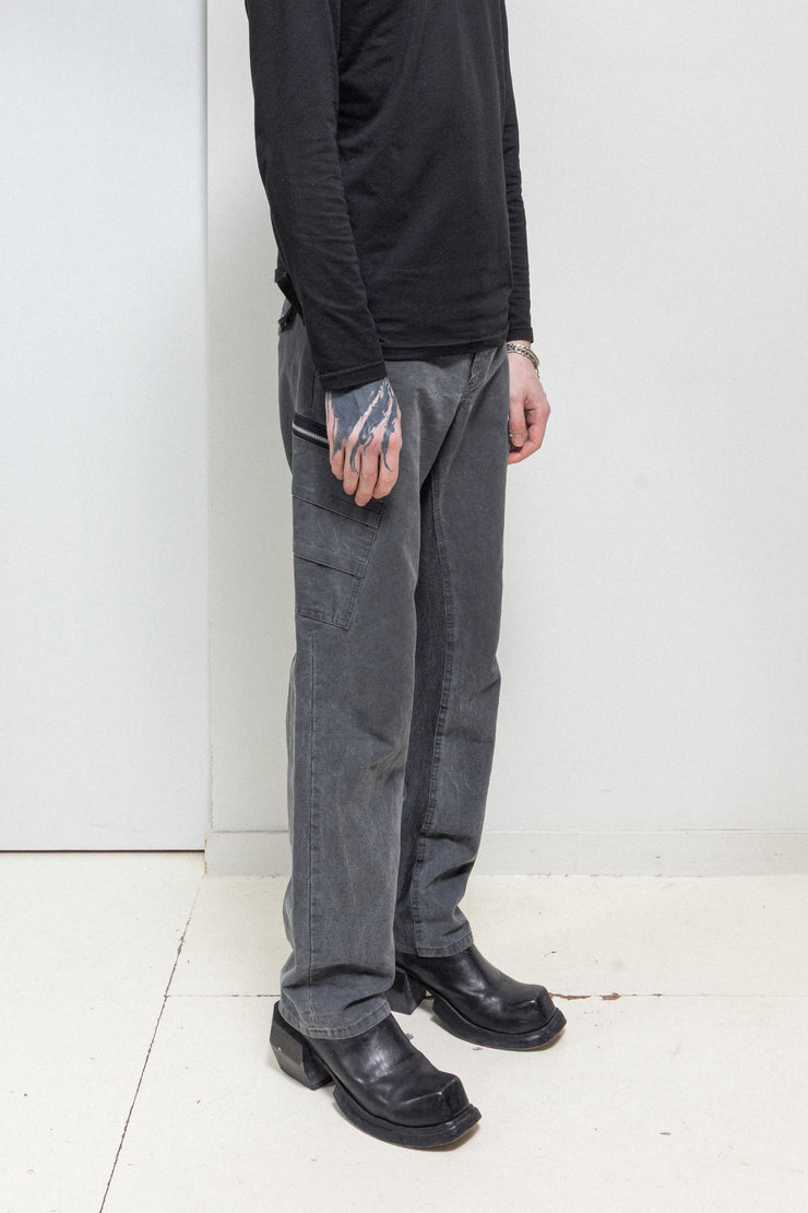 アンダーカバー undercover 22aw 裾zip スラックス　グレー2 UNDERCOVER - SS02 « Illusion of Haze » Washed cotton pants with