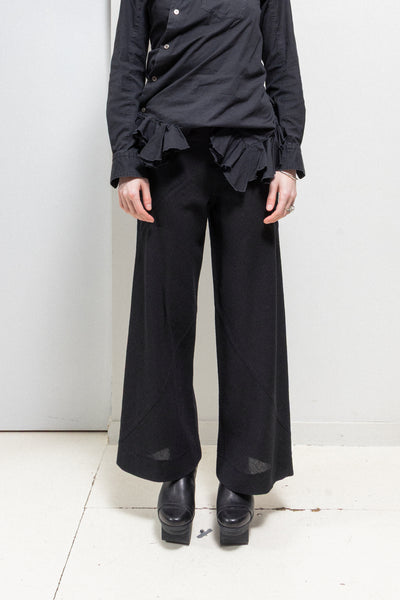 RICK OWENS - FW14 « MOODY » Textured wool wide pants with ribbed