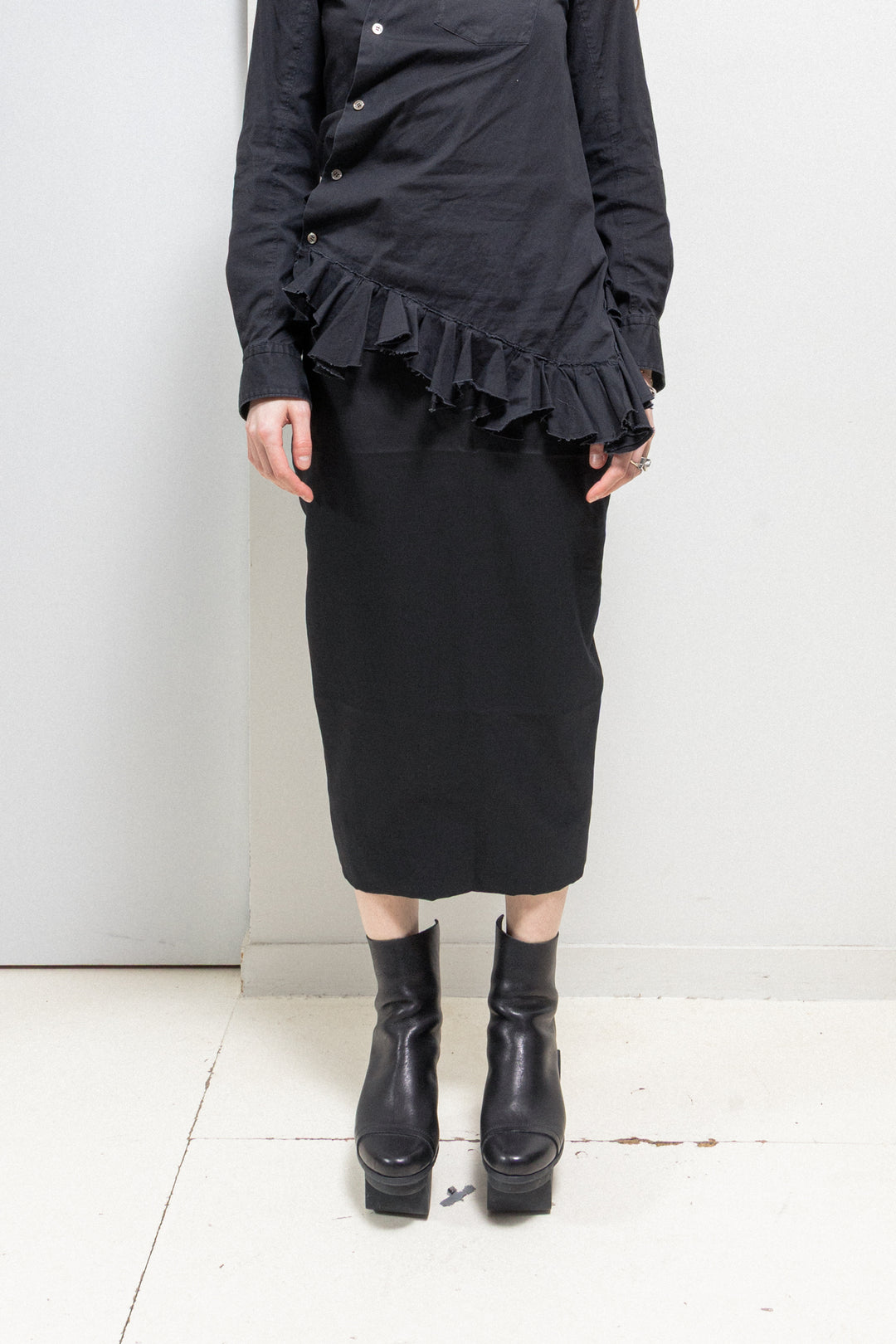 RICK OWENS - FW12 « MOUNTAIN » Silk blend ankle length pillar