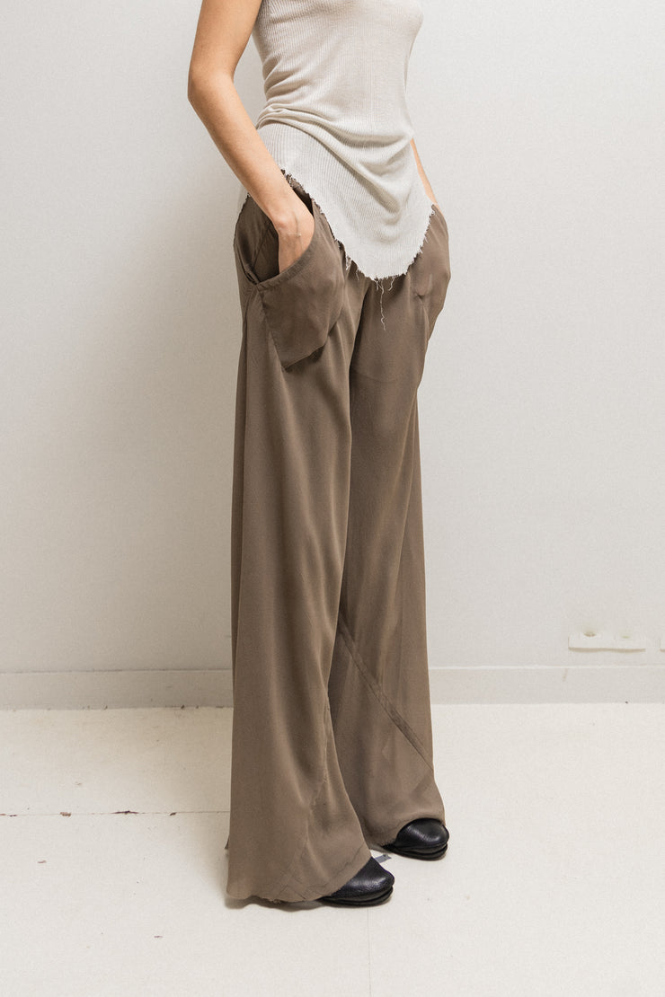 RICK OWENS - SS03 « SUKERBALL » Wide silk pants with ribbed waist