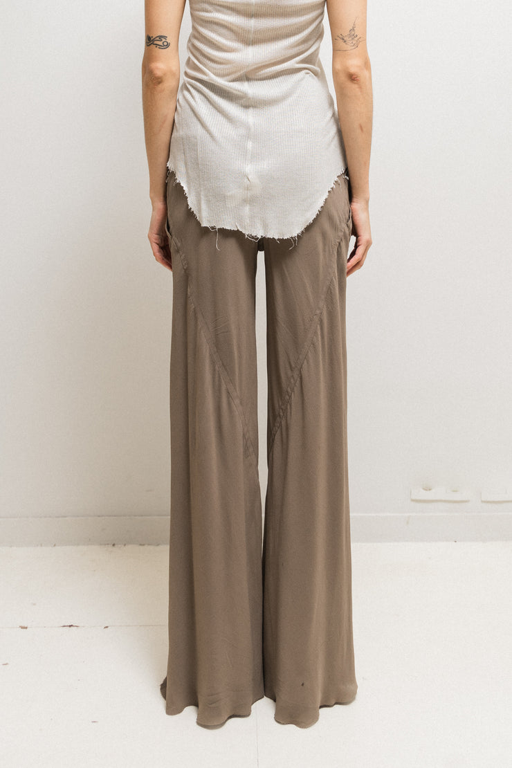 RICK OWENS - SS03 « SUKERBALL » Wide silk pants with ribbed waist