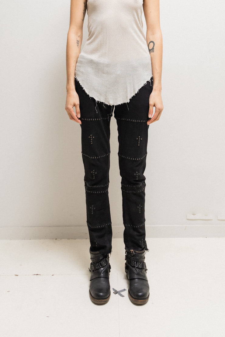 L.G.B - Waxed jeans with cross studs