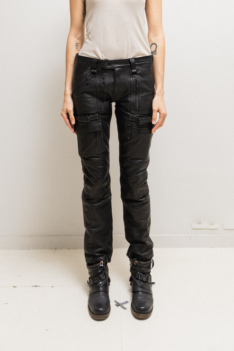 BLACKMEANS - 2023 Leather Dogi pants with matte zippers – L
