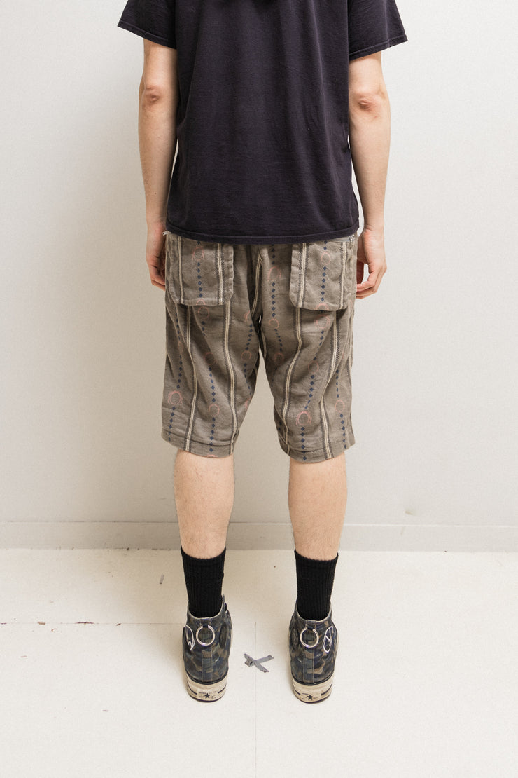 UNDERCOVER - SS03 « SCAB » Electro Hippies patterned shorts with flap pockets