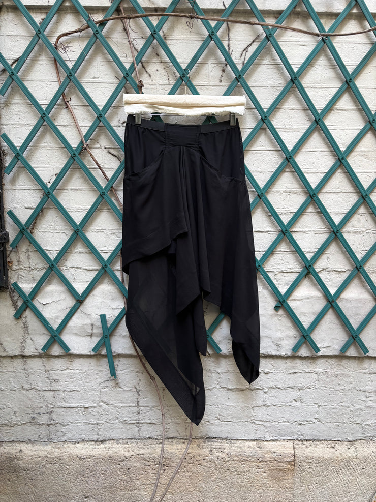 (New Arrival) RICK OWENS - SS07 "WISHBONE" Asymmetric silk skirt with side drapes
