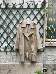 (New Arrival) ANN DEMEULEMEESTER - FW02 Fleece wool coat with leather straps closure